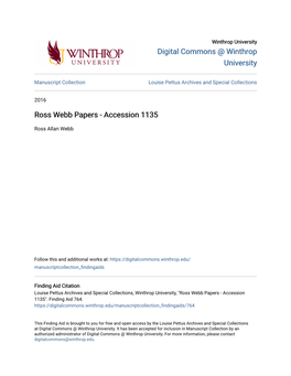 Ross Webb Papers - Accession 1135