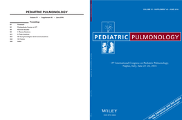 Pediatric Pulmonology, on Pediatric Pulmonology, International Congress Th 15 ISSN 8755-6863 PEDIATRIC