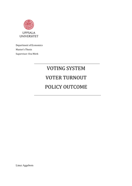 Voting System Voter Turnout Policy Outcome