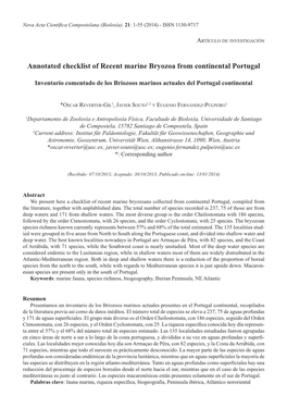 Annotated Checklist of Recent Marine Bryozoa from Continental Portugal