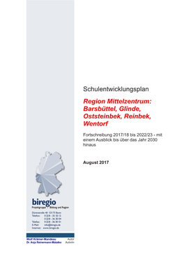 Schulentwicklungsplan Region Mittelzentrum: Barsbüttel, Glinde, Oststeinbek, Reinbek, Wentorf