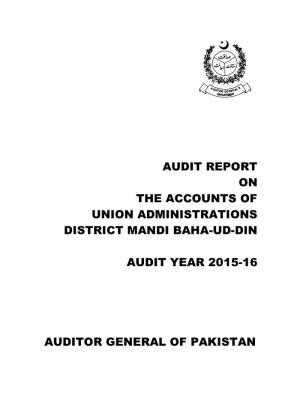 Audit Report on the Accounts of Union Administrations District Mandi Baha-Ud-Din