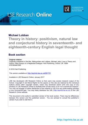 Positivism, Natural Law and Conjectural History in Seventeenth- and Eighteenth-Century English Legal Thought