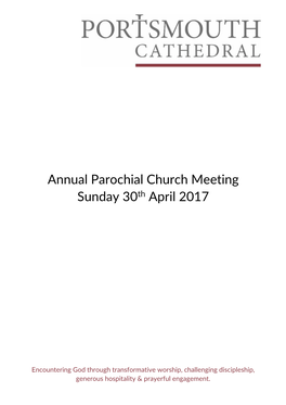 Annual Parochial Church Meeting Sunday 30Th April 2017