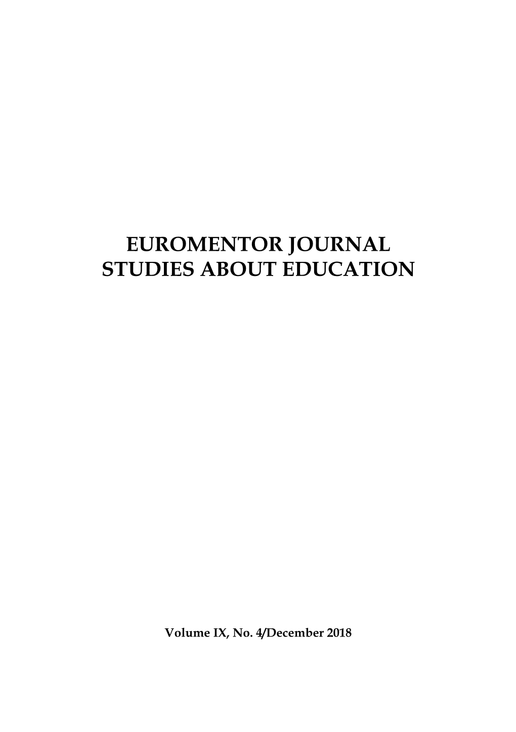 Euromentor Journal Studies About Education