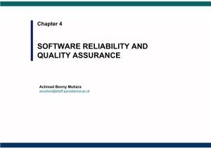 Software Reliability and Quality Assurance
