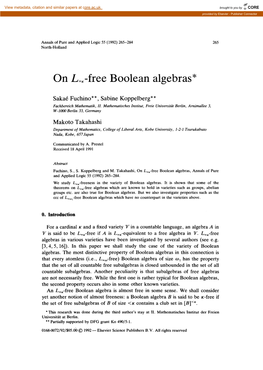 On &Free Boolean Algebras*