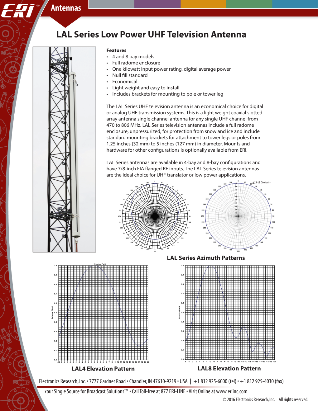 LAL Series Low Power UHF Television Antenna