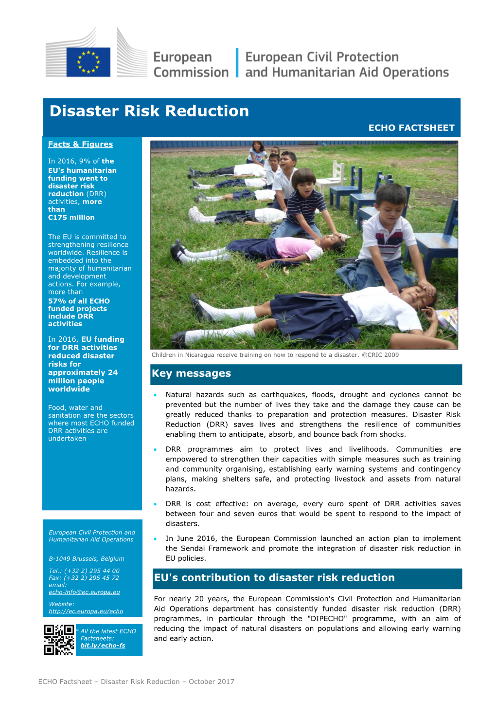 ECHO Factsheet – Disaster Risk Reduction – October 2017