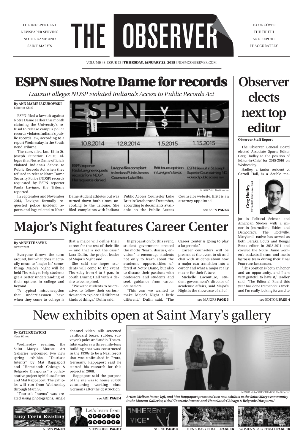 Espn Sues Notre Dame for Records Observer Elects Next Top Editor