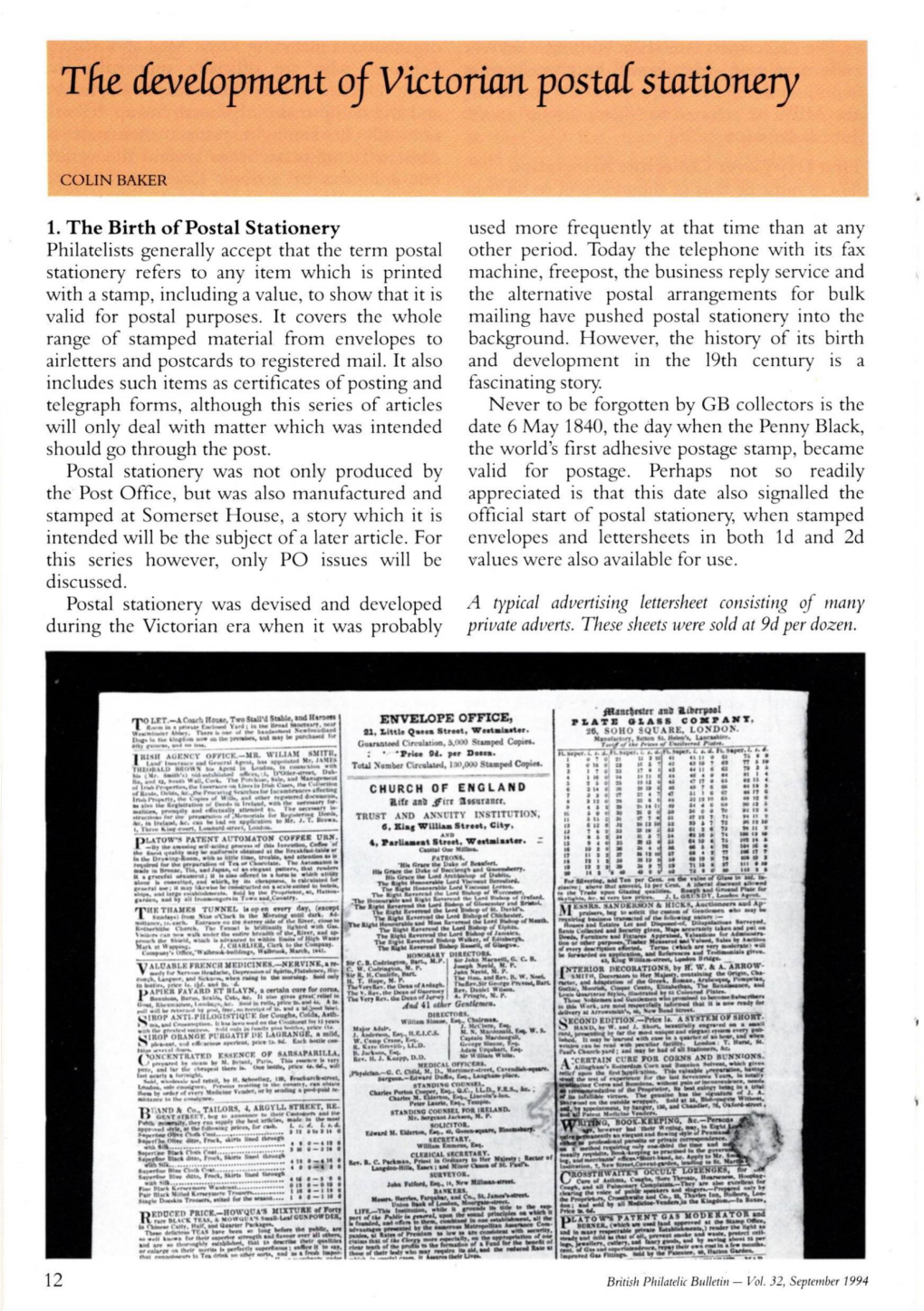 1. the Birth of Postal Stationery Used More Frequently at That Time Than at Any Philatelists Generally Accept That the Term Postal Other Period