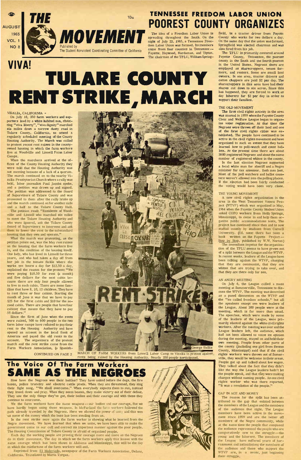 The Movement, August 1965. Vol. 1 No. 8