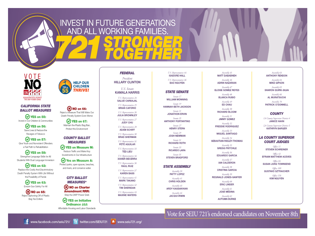 Vote for SEIU 721'S Endorsed Candidates on November