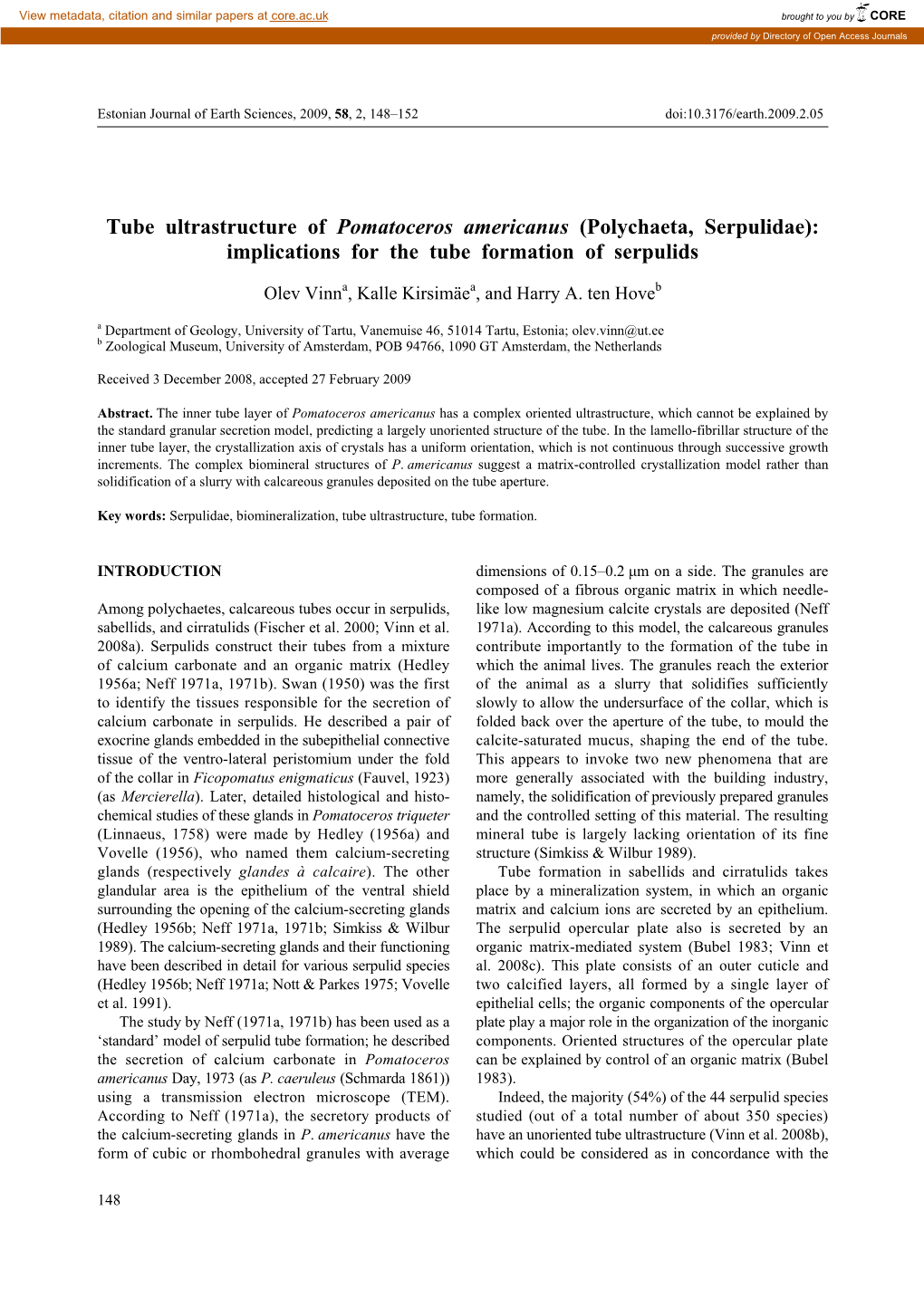 Tube Ultrastructure of Pomatoceros Americanus (Polychaeta, Serpulidae): Implications for the Tube Formation of Serpulids