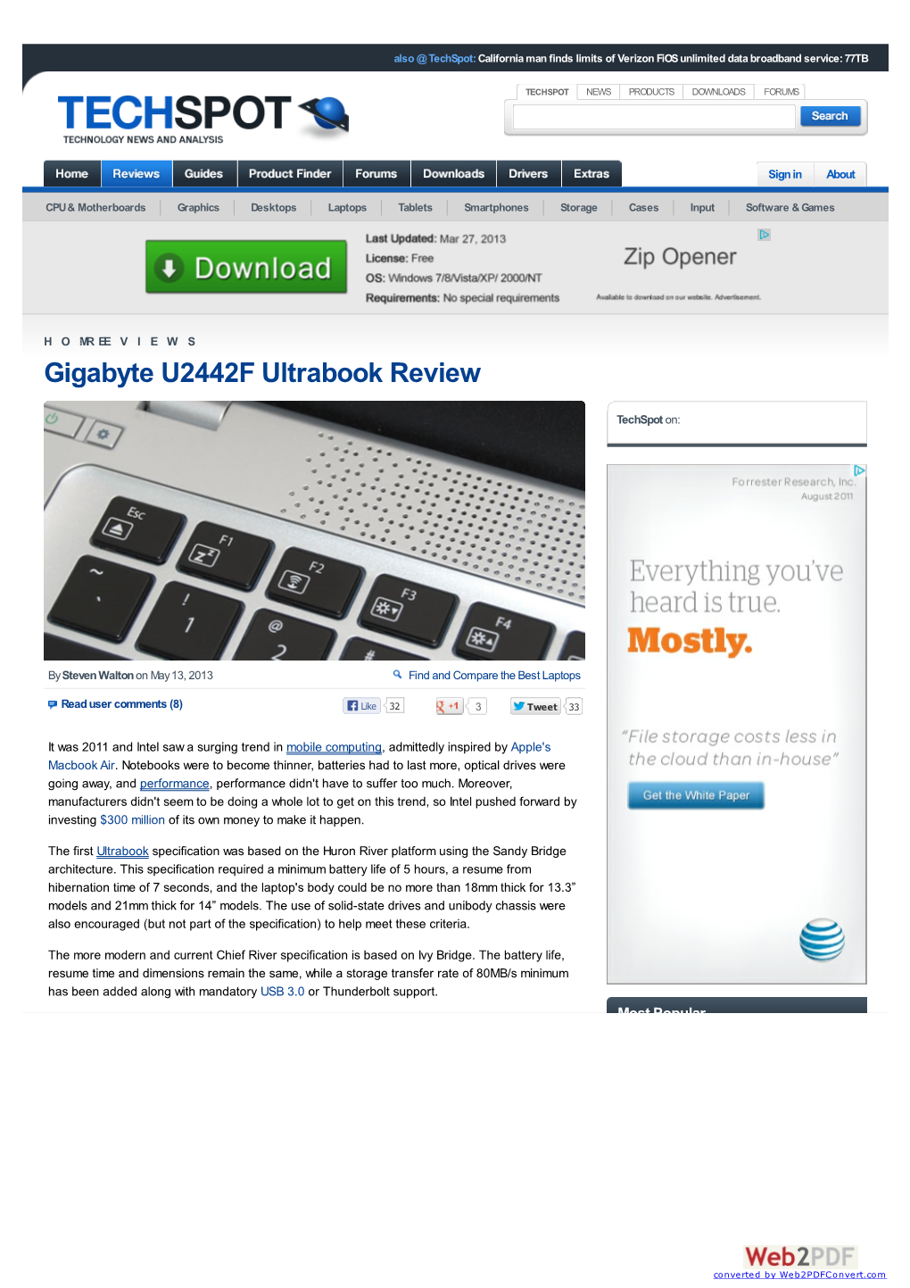 Gigabyte U2442F Ultrabook Review