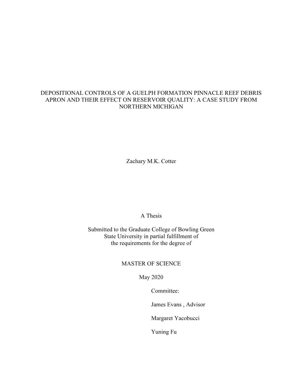 Depositional Controls of a Guelph Formation Pinnacle Reef Debris Apron and Their Effect on Reservoir Quality: a Case Study from Northern Michigan