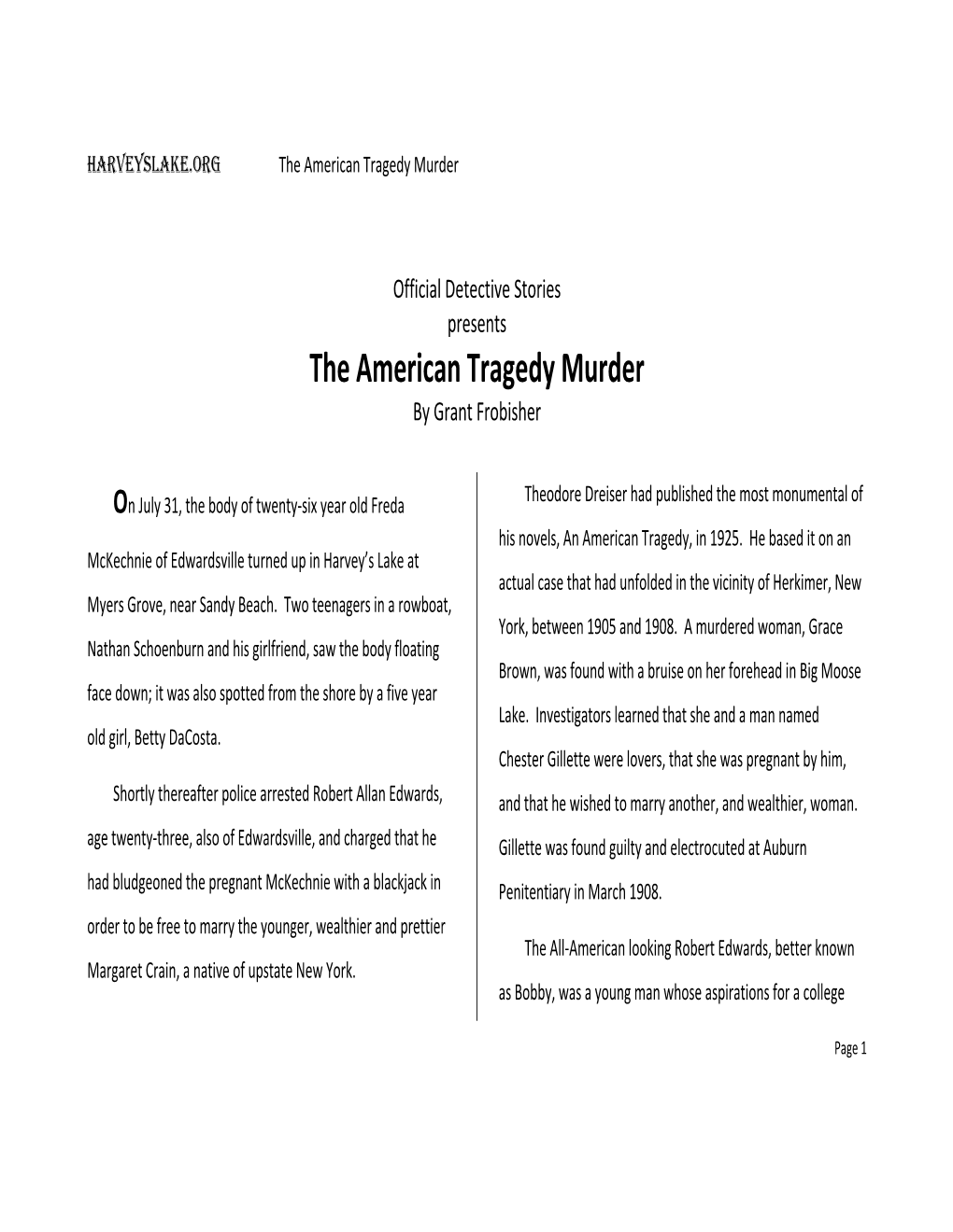 The American Tragedy Murder