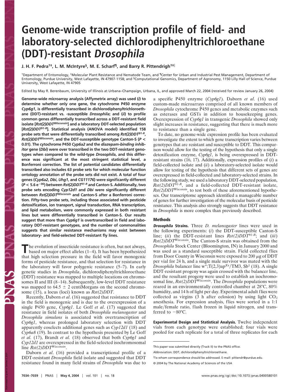 (DDT)-Resistant Drosophila