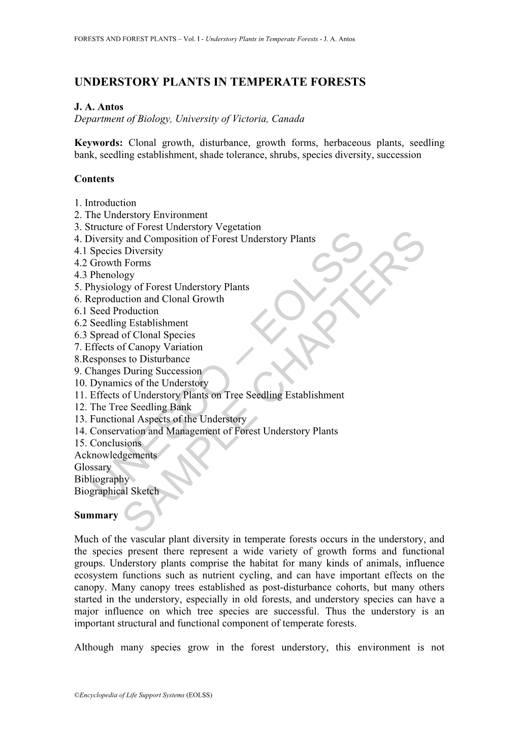 Understory Plants in Temperate Forests - J