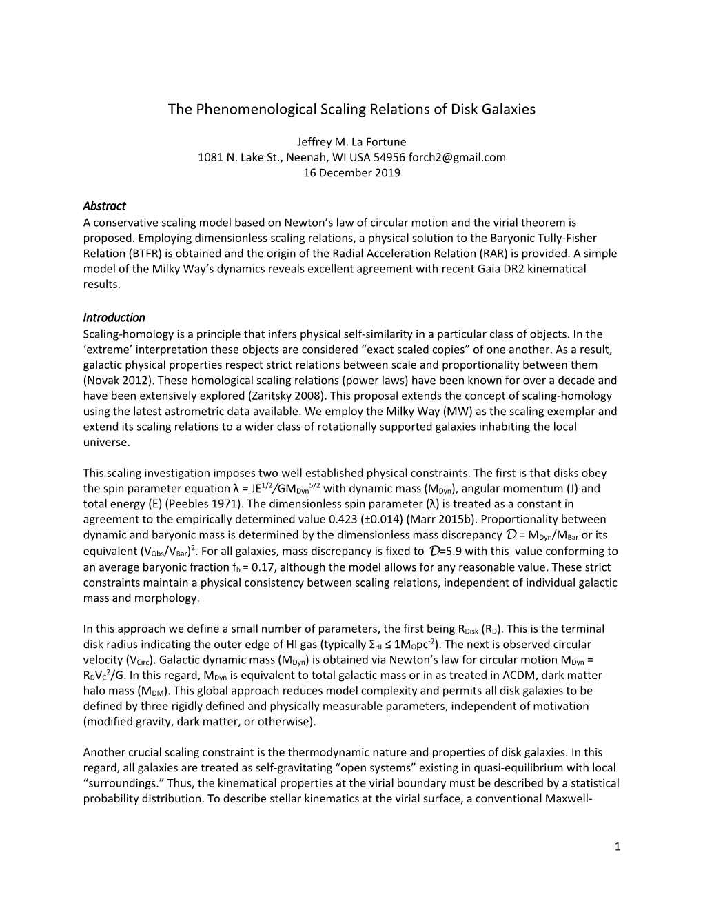 The Phenomenological Scaling Relations of Disk Galaxies