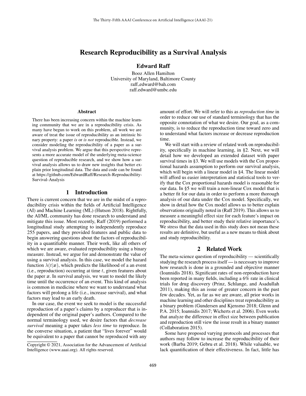 Research Reproducibility As a Survival Analysis