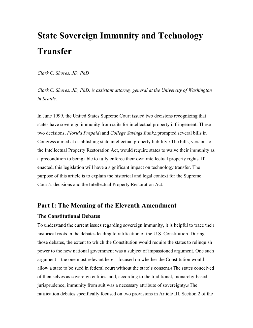 State Sovereign Immunity and Technology Transfer