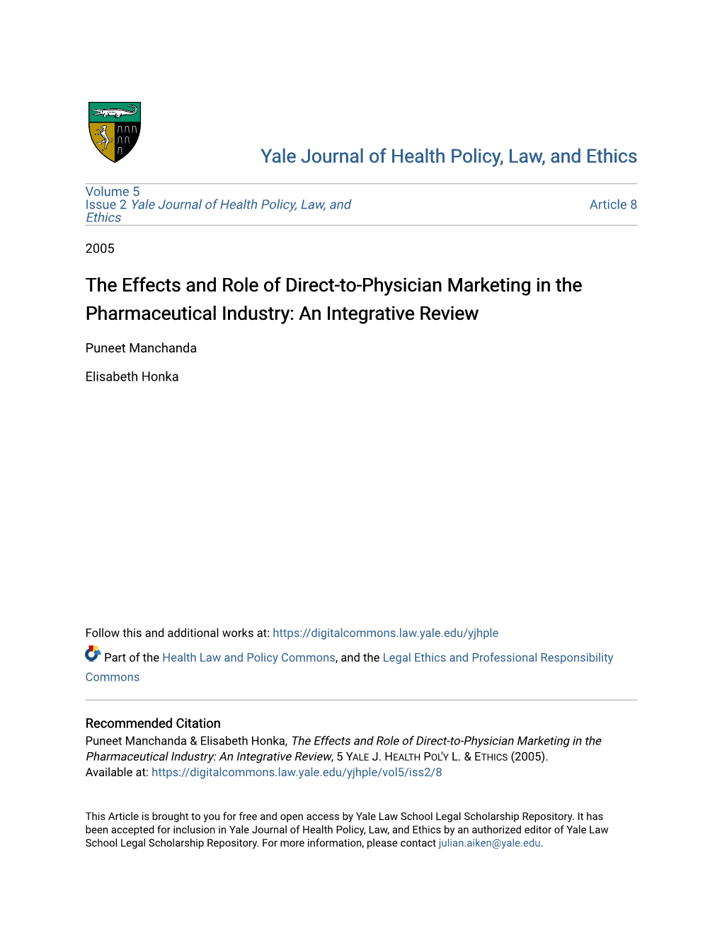 The Effects and Role of Direct-To-Physician Marketing in the Pharmaceutical Industry: an Integrative Review