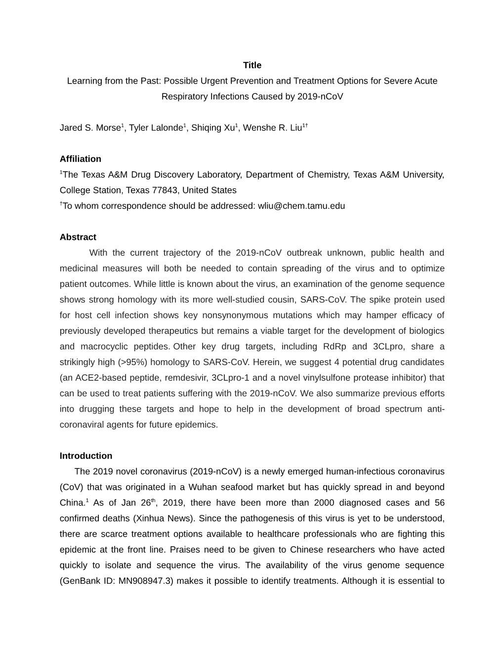 Title Learning from the Past: Possible Urgent Prevention and Treatment Options for Severe Acute Respiratory Infections Caused by 2019-Ncov