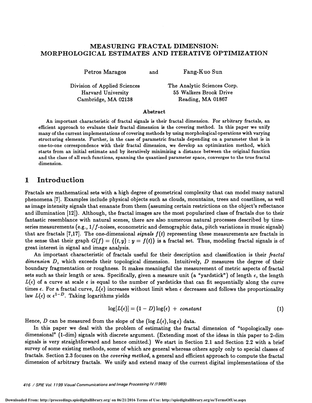 Measuring Fractal Dimension