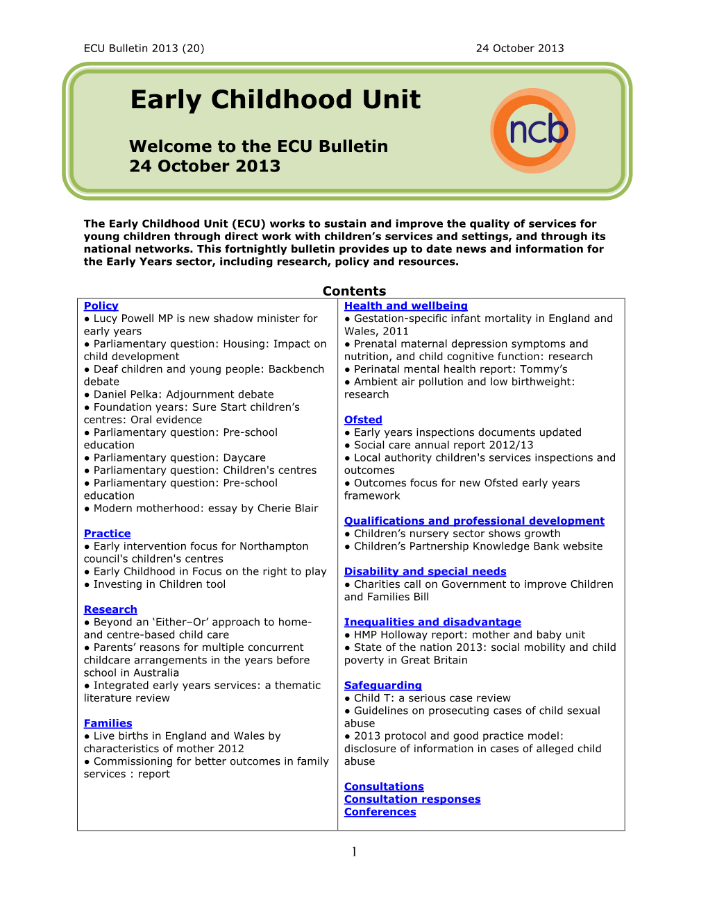 ECU Bulletin 26 January 2012