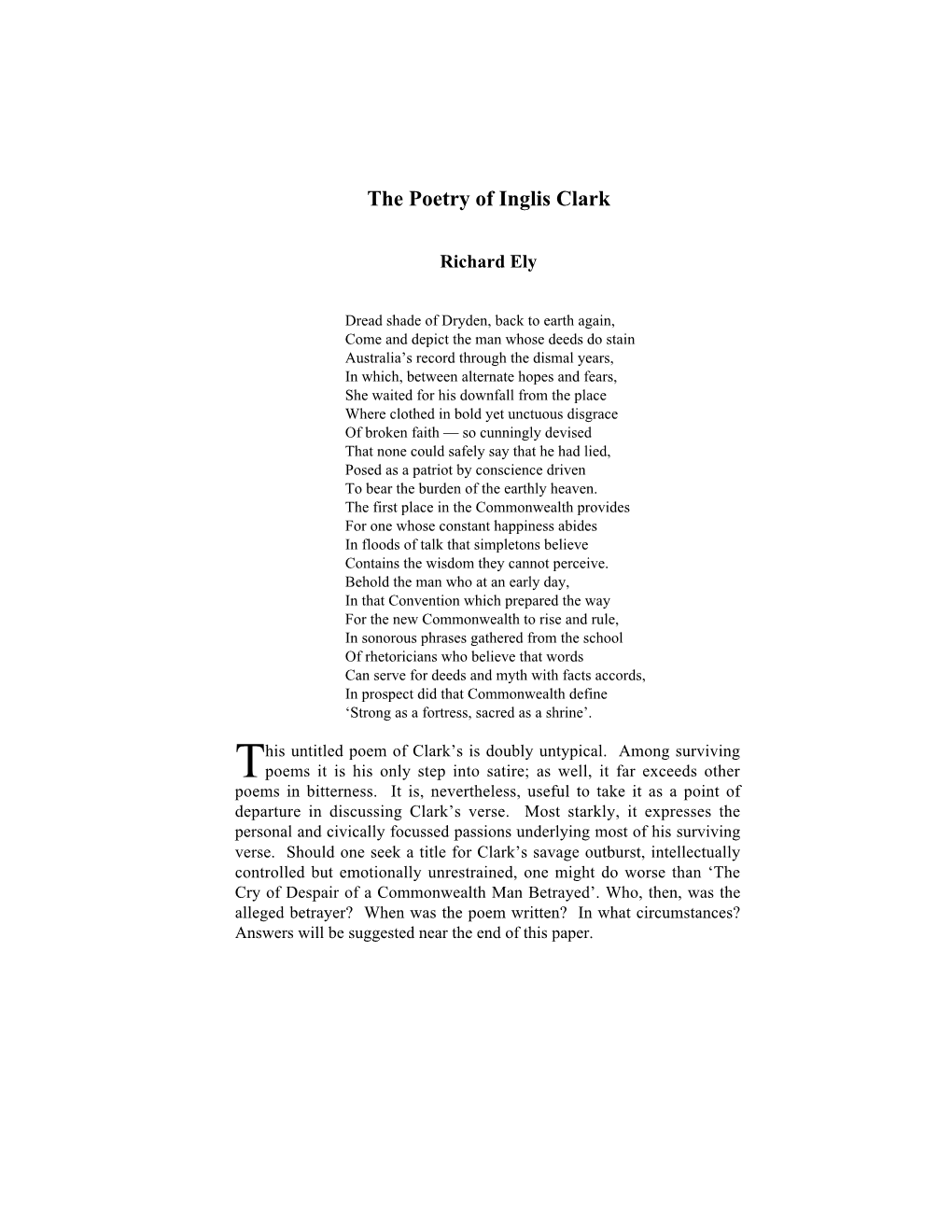 Clark, Andrew Inglis Poetry of Andrew Inglis Clark. University of Tasmania