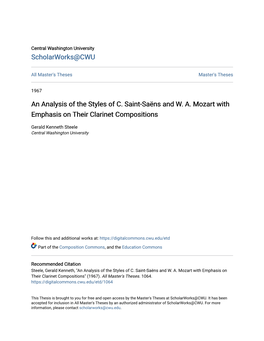 An Analysis of the Styles of C. Saint-Saëns and W. A. Mozart with Emphasis on Their Clarinet Compositions