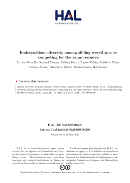 Endosymbiont Diversity Among Sibling Weevil Species Competing for The