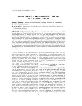 Fossil Evidence, Terrestrialization and Arachnid Phylogeny