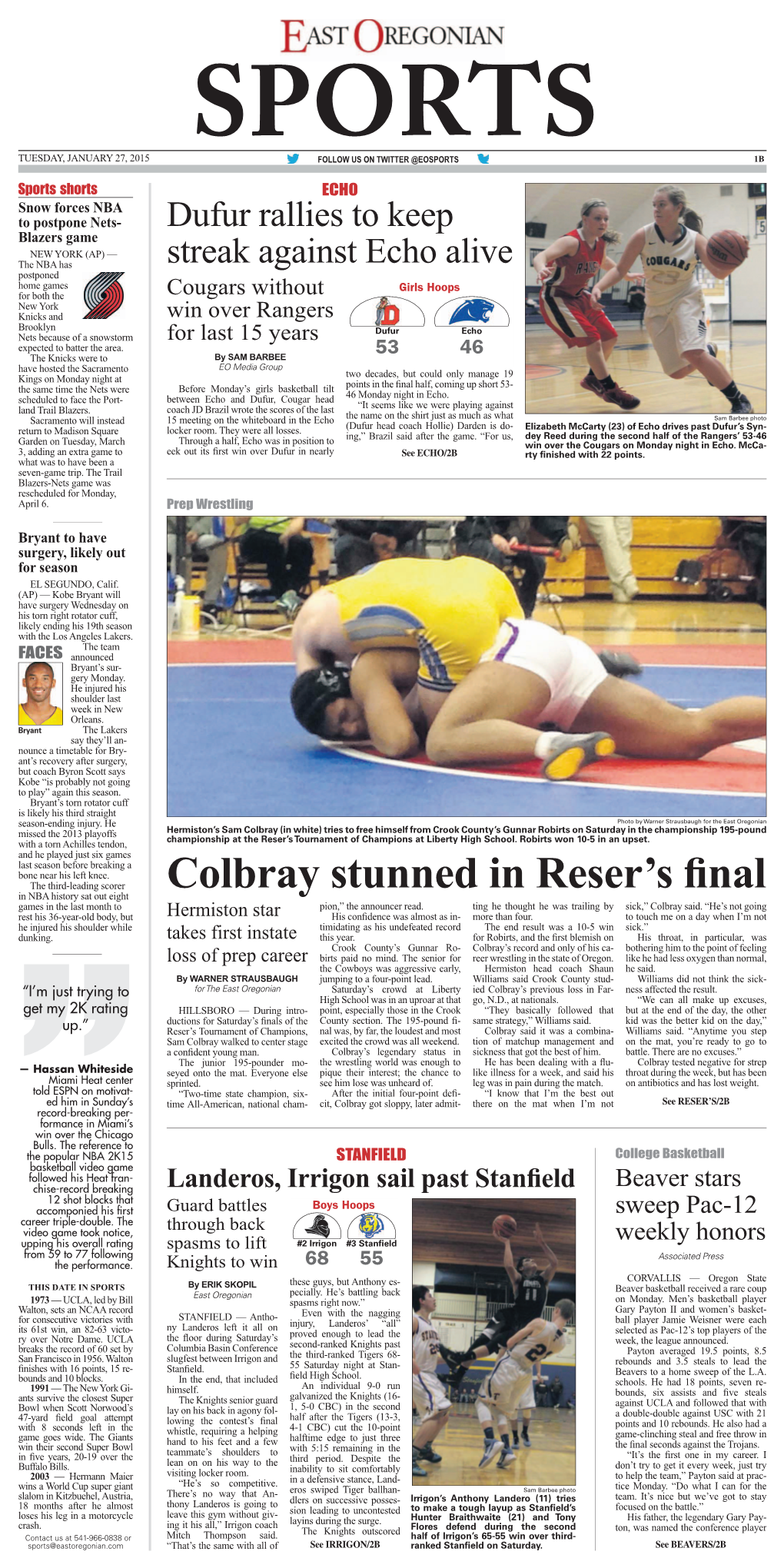 Colbray Stunned in Reser's Final