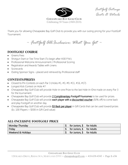 Footgolf Outing Packages