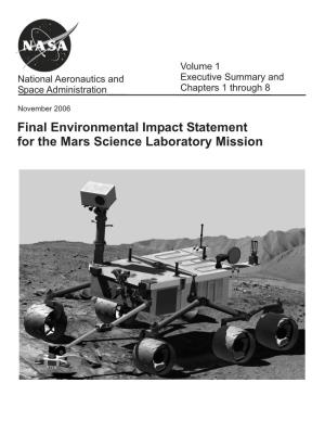 Final EIS for the Mars Science Laboratory Mission