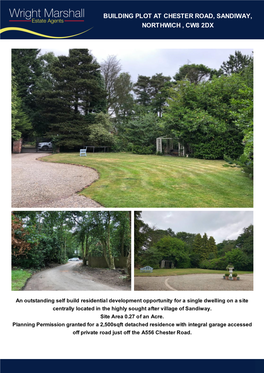 Building Plot at Chester Road, Sandiway, Northwich , Cw8 2Dx