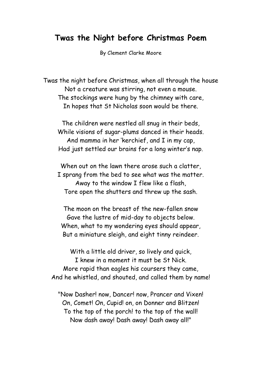 Twas the Night Before Christmas Poem