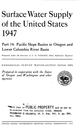 Surface Water Supply of the United States 1947