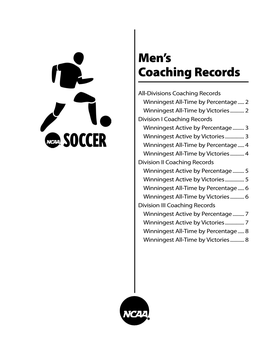 2008 NCAA Men's Soccer Records (Coaching Records)
