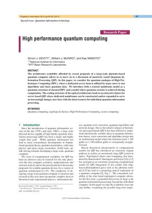 High Performance Quantum Computing