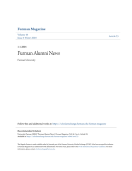 Furman Alumni News Furman University