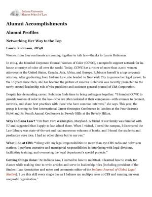 Laurie Robinson Profiles Alumni School of Law—Bloomington