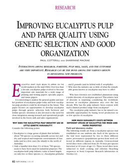 Improving Eucalyptus Pulp and Paper Quality Using Genetic Selection and Good Organization