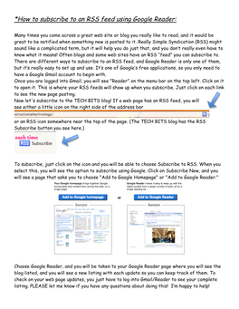 *How to Subscribe to an RSS Feed Using Google Reader