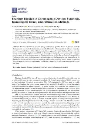 Titanium Dioxide in Chromogenic Devices: Synthesis, Toxicological Issues, and Fabrication Methods