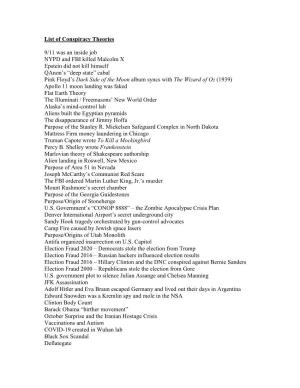 List of Conspiracy Theories 9/11 Was an Inside Job NYPD and FBI Killed