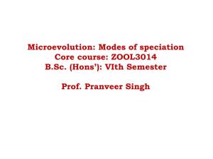 Modes of Speciation Core Course: ZOOL3014 B.Sc. (Hons’): Vith Semester
