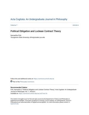 Political Obligation and Lockean Contract Theory